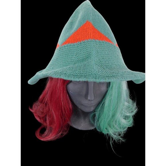 Green Knit Witch Hat - Soft Point Brim - New - Witchcore Cottagecore Hedge Witch - Picture 12 of 12